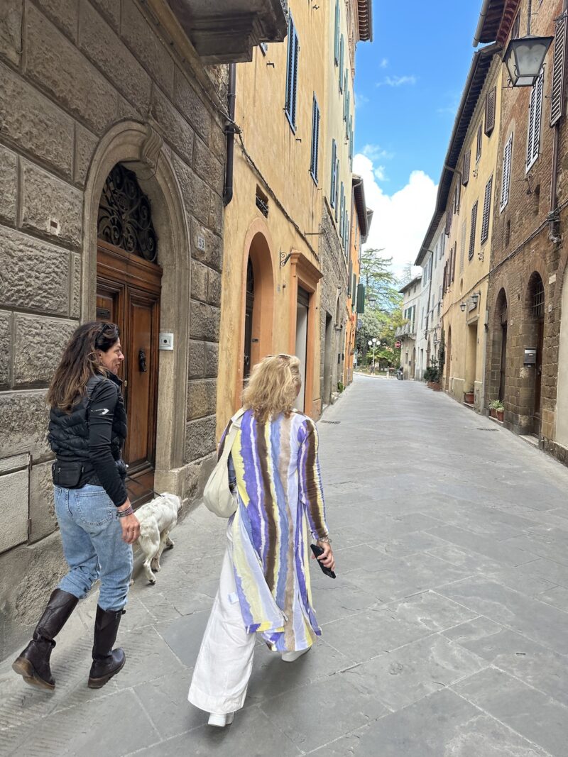 Emma walking the streets of Montalcino Val D'Orcia