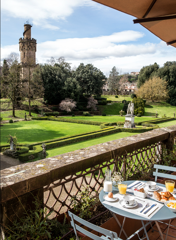 Gardens at AdAstra Hotel Florence. The largest private garden in Florence. 